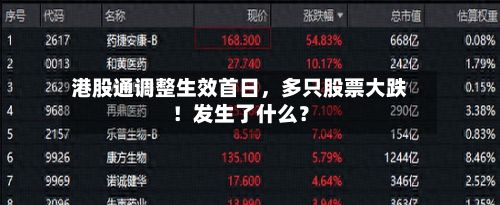 港股通调整生效首日	，多只股票大跌！发生了什么？-第1张图片