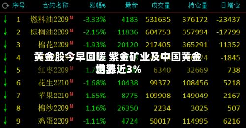 黄金股今早回暖 紫金矿业及中国黄金世界均涨近3%-第1张图片
