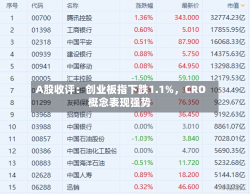 A股收评：创业板指下跌1.1%，CRO概念表现强势-第1张图片