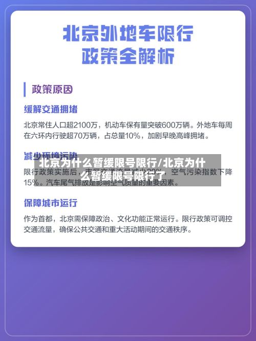 北京为什么暂缓限号限行/北京为什么暂缓限号限行了-第1张图片