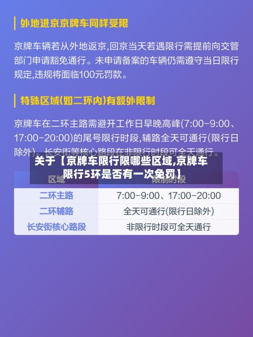 关于【京牌车限行限哪些区域,京牌车限行5环是否有一次免罚】-第1张图片