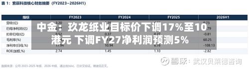 中金：玖龙纸业目标价下调17%至10港元 下调FY27净利润预测5%-第1张图片